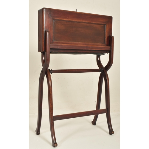 399 - A 19th century Victorian mahogany campaign folding writing table desk. The desk compartment raised o... 