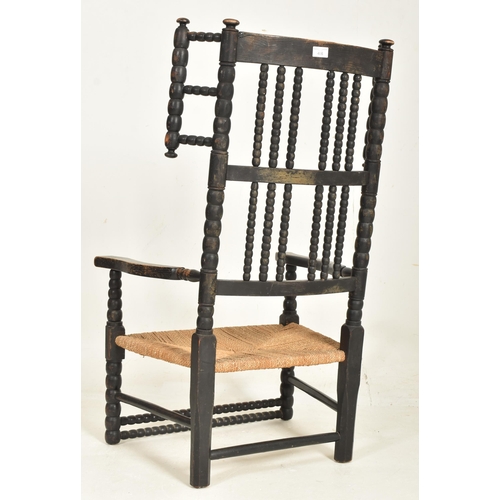 406 - An Arts & Crafts late 19th / early 20th century circa 1900 ebonised bobbin turned armchair. The ... 