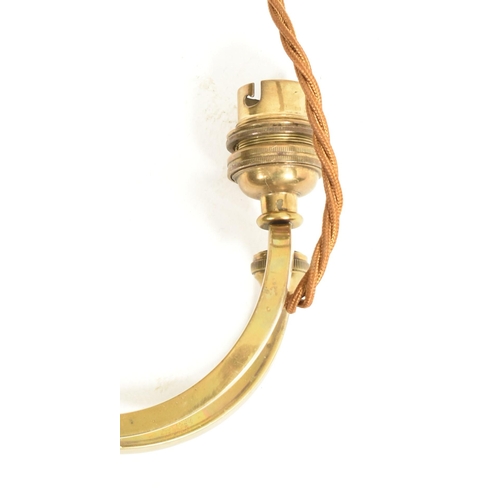 417 - An early 20th century brass & rope counterweight billiard's ceiling light lamp. The light having... 