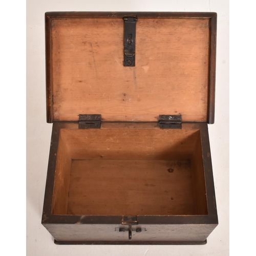 421 - An 18th century oak and ebony stencil decoration bible box - casket chest. The chest having a rectan... 