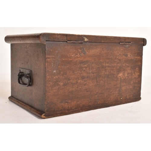 421 - An 18th century oak and ebony stencil decoration bible box - casket chest. The chest having a rectan... 