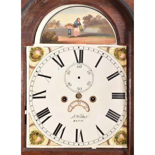 433 - S. Wilkes, Bath - A Victorian West Country 19th century mahogany & inlaid 8-day movement longcas... 