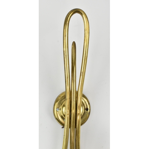 458 - An early 20th century Italian design 1930s gilt metal tulip three arm wall light sconce. The light f... 