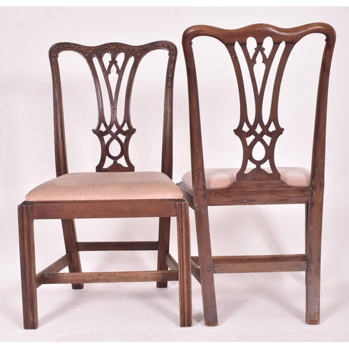 466 - A set of six Chippendale inspired 19th century mahogany dining chairs. Each having a shaped back res... 