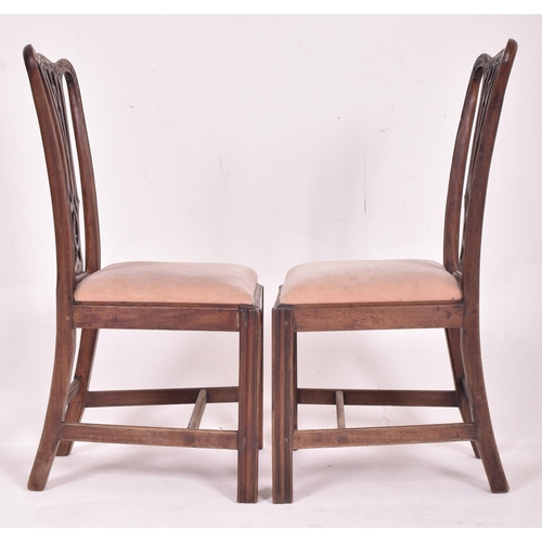 466 - A set of six Chippendale inspired 19th century mahogany dining chairs. Each having a shaped back res... 