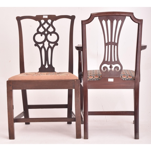 472 - A harlequin set of nine 19th century Chippendale Revival mahogany dining chairs. The lot to include ... 