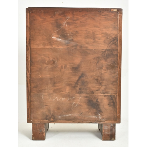 479 - An Art Deco early 20th century circa 1930s oak wood bookcase display cabinet. The cabinet having a r... 