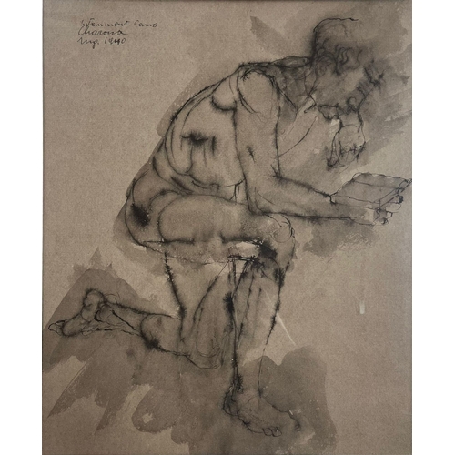 480 - Siegfried Charoux (Austrian, 1896–1967) – Figure Internment Camp, Aug. 1940 - an ink on paper sketch... 