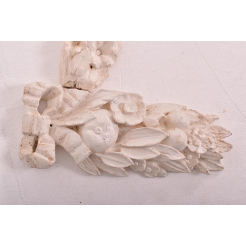 505 - A set of late 18th century carved oak & gesso wall swag embellishments in seven sections. The wa... 