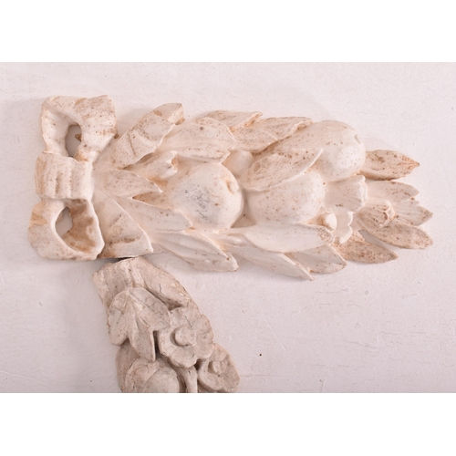 505 - A set of late 18th century carved oak & gesso wall swag embellishments in seven sections. The wa... 