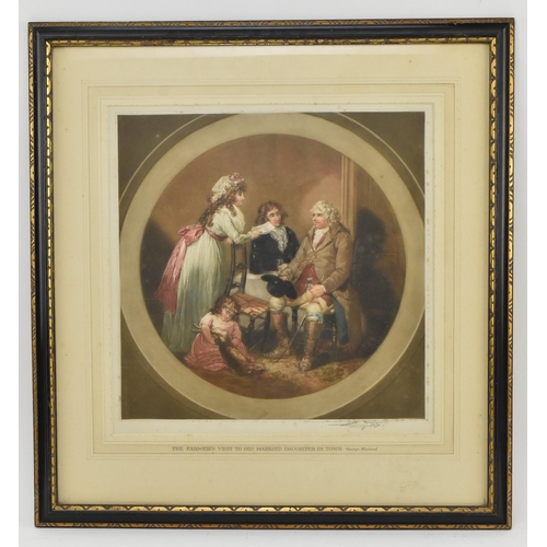 517 - After George Morland (British, 1763-1804) - Two early 20th hand painted engravings after George Morl... 