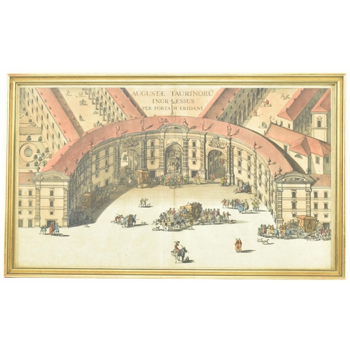 525 - An 18th century coloured engraving on paper depicting the Neoclassical style Augusta Taurinorum Ingr... 