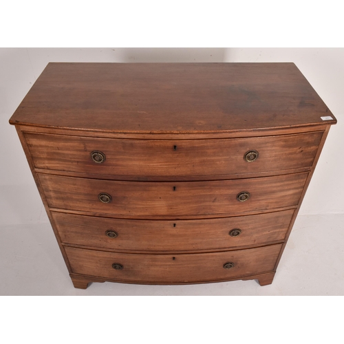 531 - A George III 19th century mahogany bow fronted four drawer chest of drawers. The chest featuring a b... 