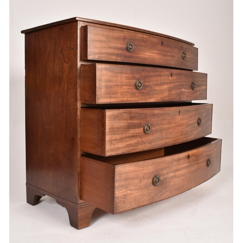 531 - A George III 19th century mahogany bow fronted four drawer chest of drawers. The chest featuring a b... 