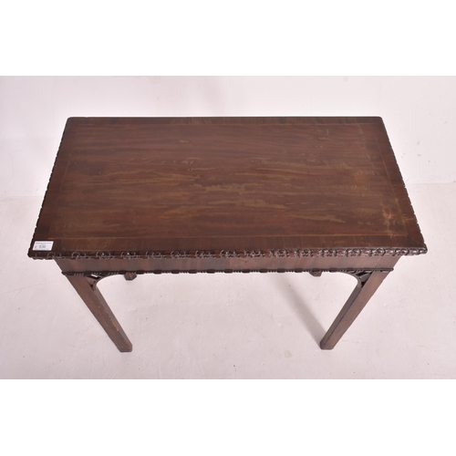 536 - A Chinese Chippendale manner 19th century mahogany fold top games / card table. The table having a r... 