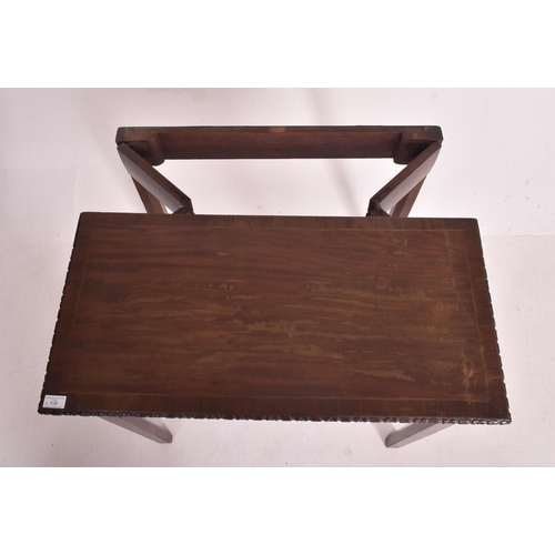 536 - A Chinese Chippendale manner 19th century mahogany fold top games / card table. The table having a r... 