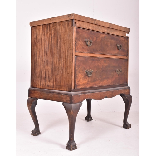 541 - A Queen Anne Revival 19th century walnut two drawers chest of drawers on stand. The chest having a s... 