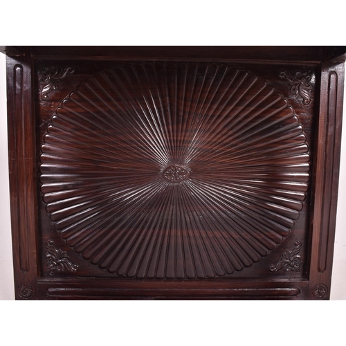 544 - An Anglo - Indian inspired carved hardwood & marble console hall table with marble top in the ma... 