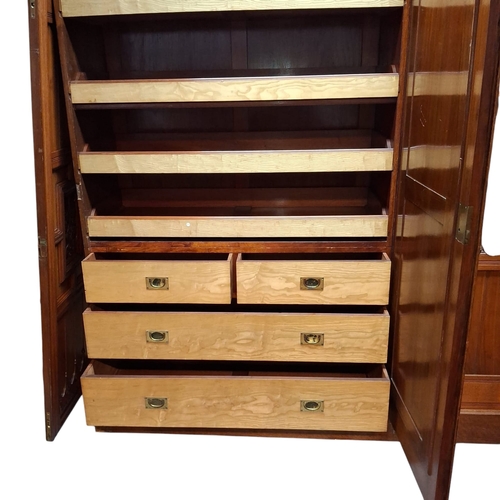 410 - Maple & Co., London - A Victorian 19th century walnut Arts & Crafts triple wardrobe compactu... 