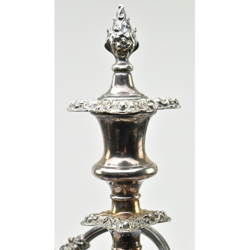 451 - A mid 19th century Victorian four branch silver plated candelabra. The candelabra complete with fini... 