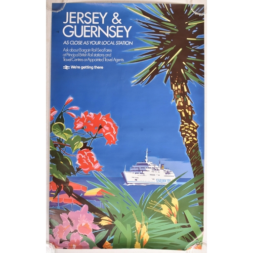 55 - Jersey & Guernsey - As Close As Your Local Station - a vintage 1970s advertising travel poster. ... 