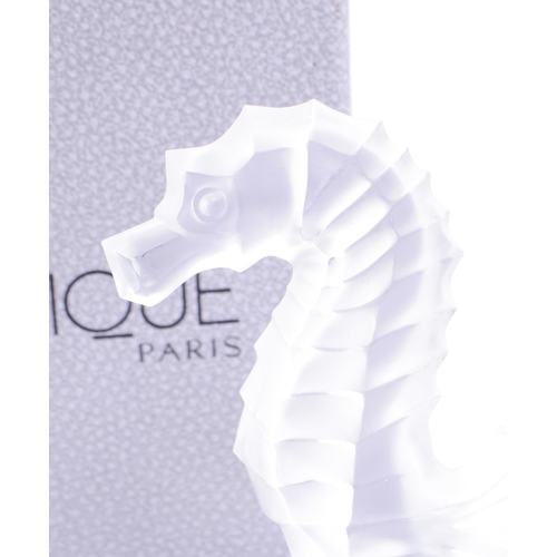 111 - Rene Lalique (1860-1945) - Paris 'Hippocampe' seahorse clear glass paperweight figure. Signed to the... 