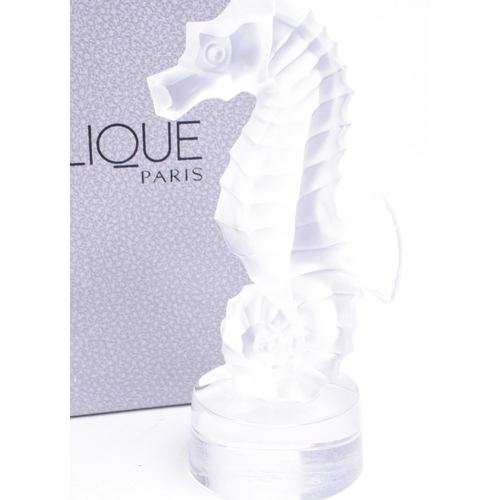 111 - Rene Lalique (1860-1945) - Paris 'Hippocampe' seahorse clear glass paperweight figure. Signed to the... 