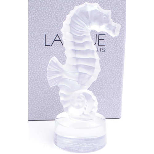 111 - Rene Lalique (1860-1945) - Paris 'Hippocampe' seahorse clear glass paperweight figure. Signed to the... 