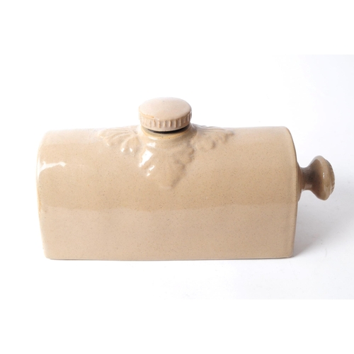 116 - Early 20th century stoneware hot water bottle, together with a smaller water bottle. With screw top ... 