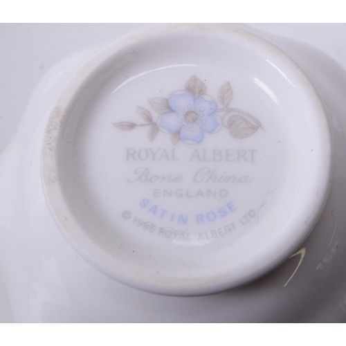 117 - Royal Albert - Late 20th century Satin Rose patterned bone china part tea service. Comprised of a te... 