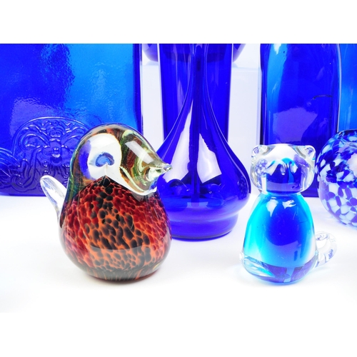 122 - A collection of vintage 20th century blue glass items. Some Bristol examples, some items including b... 