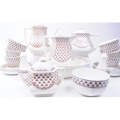 135 - Adams - Mid century Ironstone Sharon patterned tea service pieces, examples including a teapot, coff... 