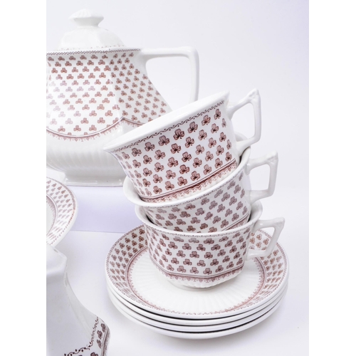 135 - Adams - Mid century Ironstone Sharon patterned tea service pieces, examples including a teapot, coff... 