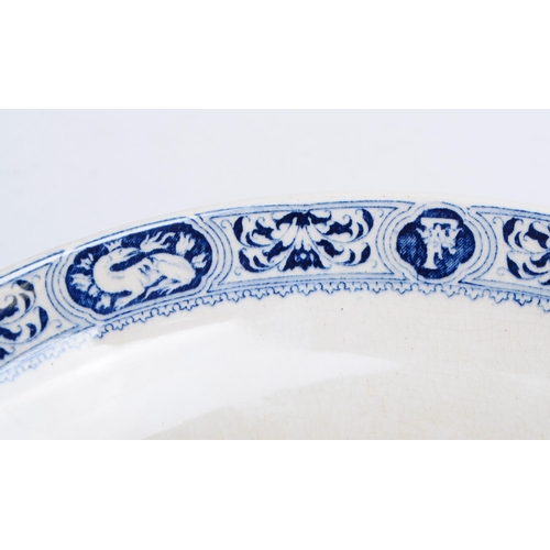 137 - 19th century French Salins ceramic cake dish / fruit bowl decorated with a fire breathing salamander... 