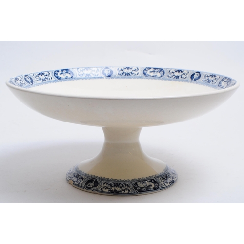 137 - 19th century French Salins ceramic cake dish / fruit bowl decorated with a fire breathing salamander... 