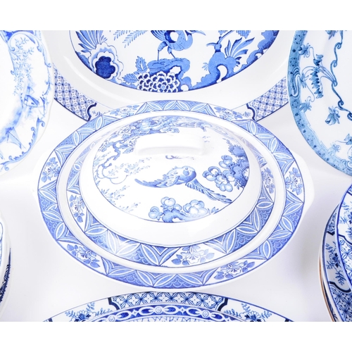 161 -  Early 20th century blue and white patterned ceramic part dinner services. Makers including Wood and... 