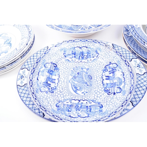 161 -  Early 20th century blue and white patterned ceramic part dinner services. Makers including Wood and... 