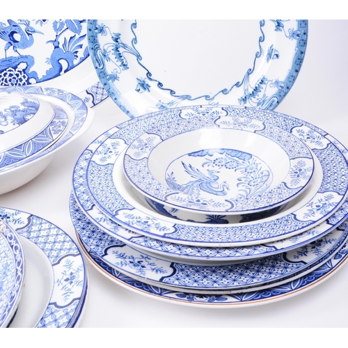 161 -  Early 20th century blue and white patterned ceramic part dinner services. Makers including Wood and... 