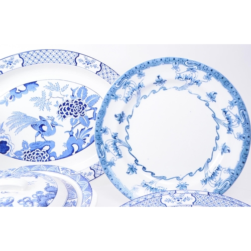 161 -  Early 20th century blue and white patterned ceramic part dinner services. Makers including Wood and... 