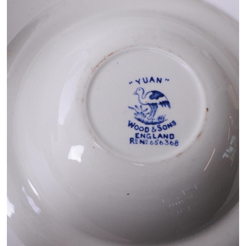 161 -  Early 20th century blue and white patterned ceramic part dinner services. Makers including Wood and... 