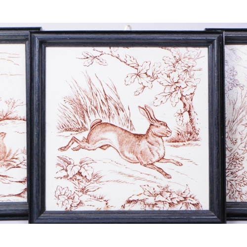 170 - Wedgwood and Sons - Josiah - Collection of three framed 19th century Victorian ceramic wall tiles. E... 