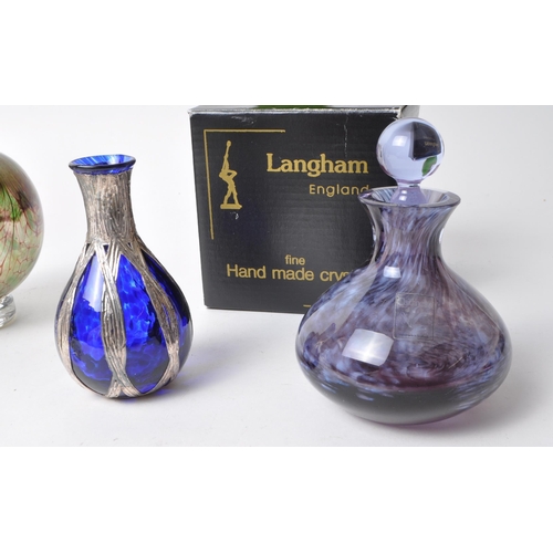 18 - Collection of late 20th century studio pottery glass pieces. Comprised of an Isle of Wight perfume b... 