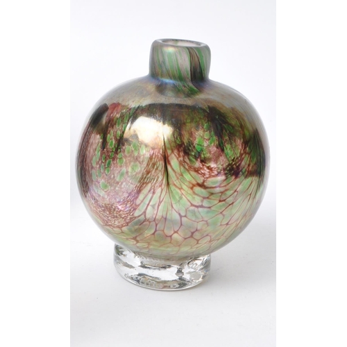 18 - Collection of late 20th century studio pottery glass pieces. Comprised of an Isle of Wight perfume b... 