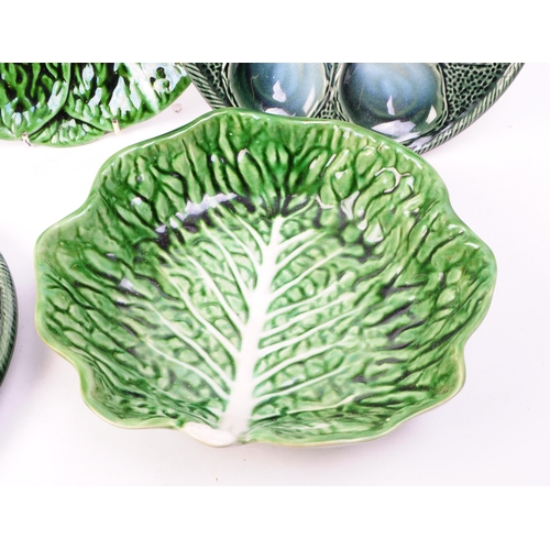 2 - Collection of five late 20th century majolica plates, comprised of two French oyster dishes numbered... 