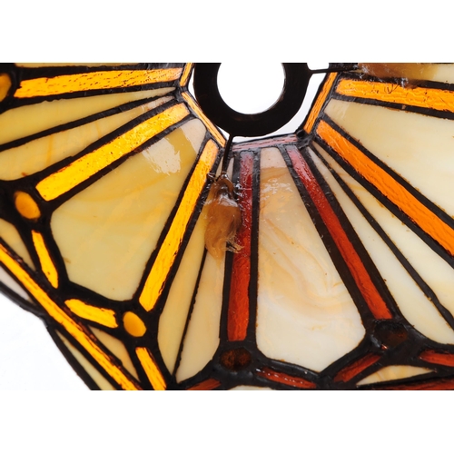 211 - Tiffany Manner - Art Nouveau style stained glass lamp light shades. With coloured glass panels lead ... 