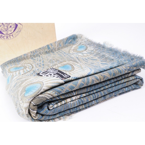 218 - Liberty of London - Late 20th century boxed wool scarf, in a Peacock feather pattern no. ASSTD size ... 