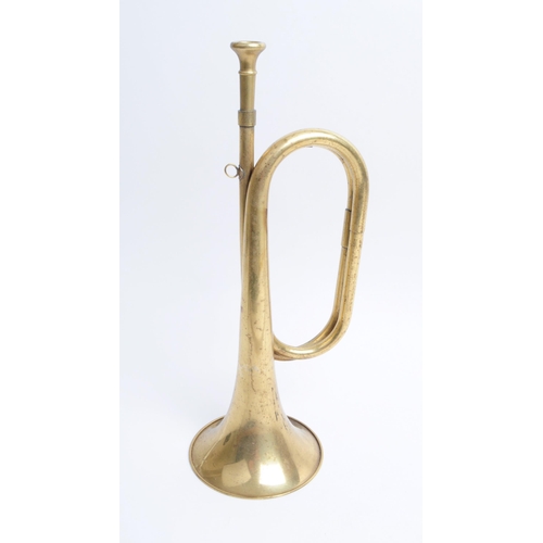 222 - 20th century post horn and bugle. Post horn is brass and numbered 819 to the handle. Bugle is copper... 