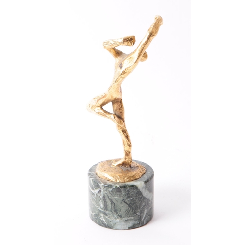 243 - A 20th century cast bronze and marble dancer figure statue. The figure in the form of a dancer, pose... 