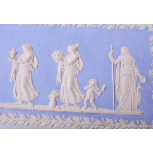 245 - Early 20th century Wedgwood style plaster plaque, in two shades of blue and depicting white relief c... 