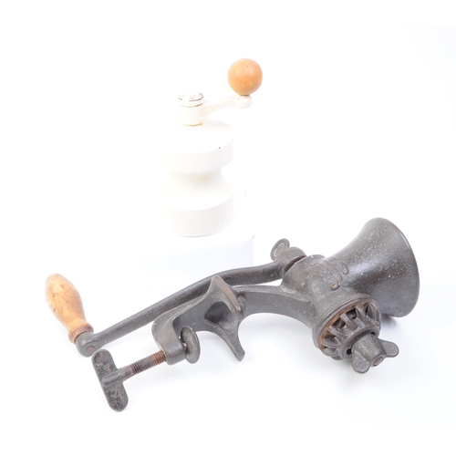 276 - Bolinder's, Sweden - A vintage 20th century cast iron bench meat grinder. Together with Cole & M... 